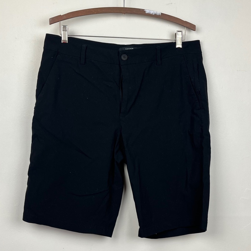 Tahari Chino Shorts 34 Black Heritage Prep Quiet Outdoor Flat Front